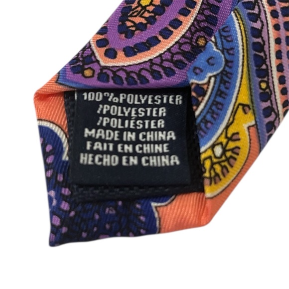 NAUTICA Paisley Patterned Tie and Pocket Square Set - Blue and Orange - Picture 4 of 6